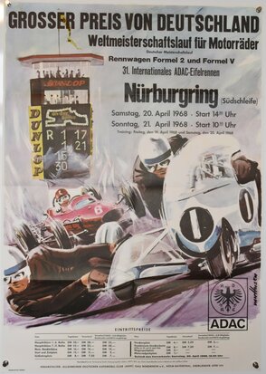 Car Race Poster -  Moto GP 1968  - Nürburgring  - Germany