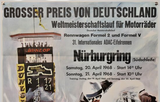 Car Race Poster -  Moto GP 1968  - Nürburgring  - Germany