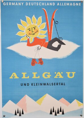 German Ski Travel Poster - Allgäu Kleinwalsertal - 1959
