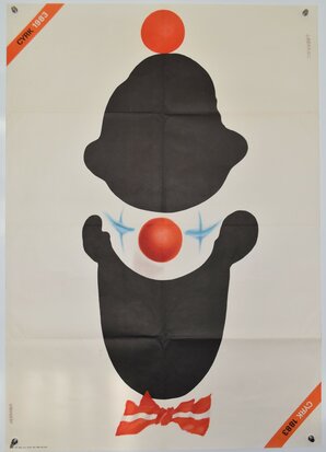 Polish Circus Poster - CYRK - Red Noose Clown - 1983
