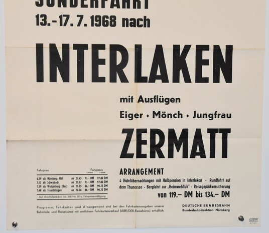 German Railway - DB - WER 61/62- 1968 Zermatt