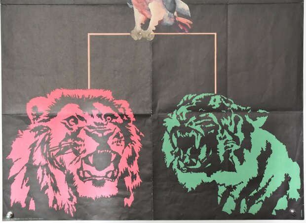 Polish Circus Poster - CYRK - Cockatoo & Lions - 1968