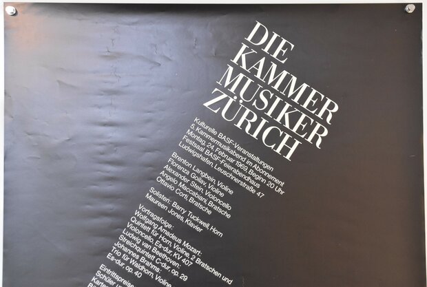 Swiss Concert Poster - Barry Tuckwell - Zürich Chamber Musicians - 1969